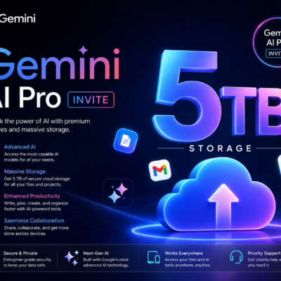 Gemini AI Pro Invite – 5 TB Storage 18month